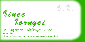 vince kornyei business card